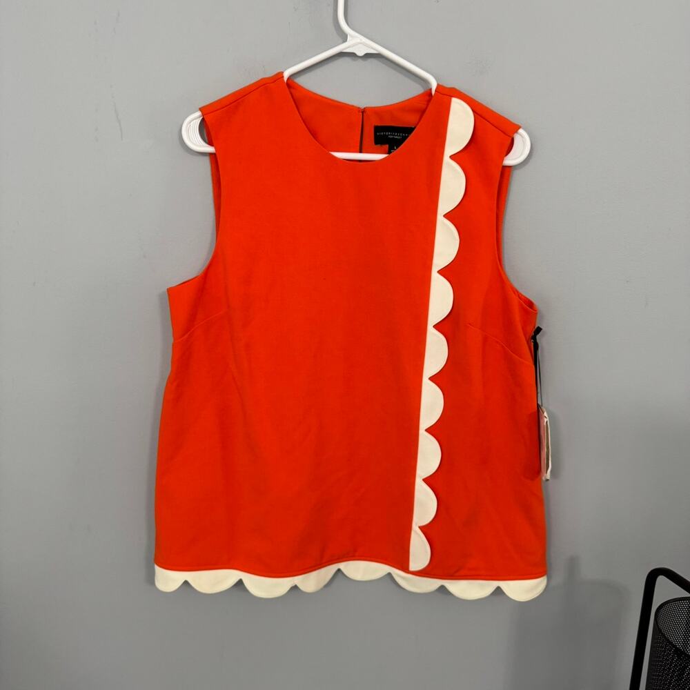 NWT Victoria Beckham For Target Orange Sleeveless Top Size Small Scallop Detail
